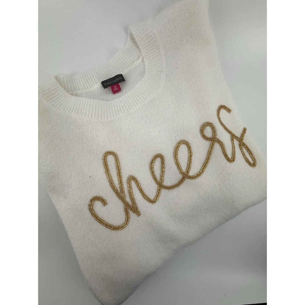 Vince Camuto Women's‎ Holiday Sweater Size L Cheers
